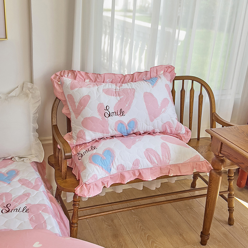 100%全棉夹棉绗缝枕套一对装