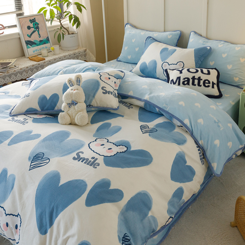 ab版单面牛奶绒毛被套单件