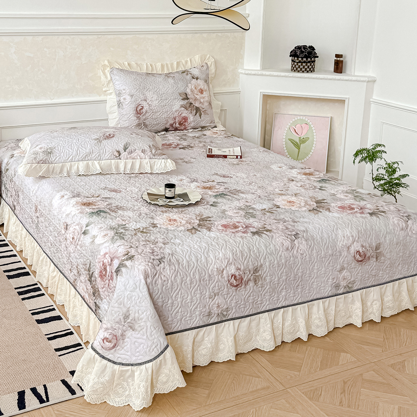 韩式公主风全棉床盖单件