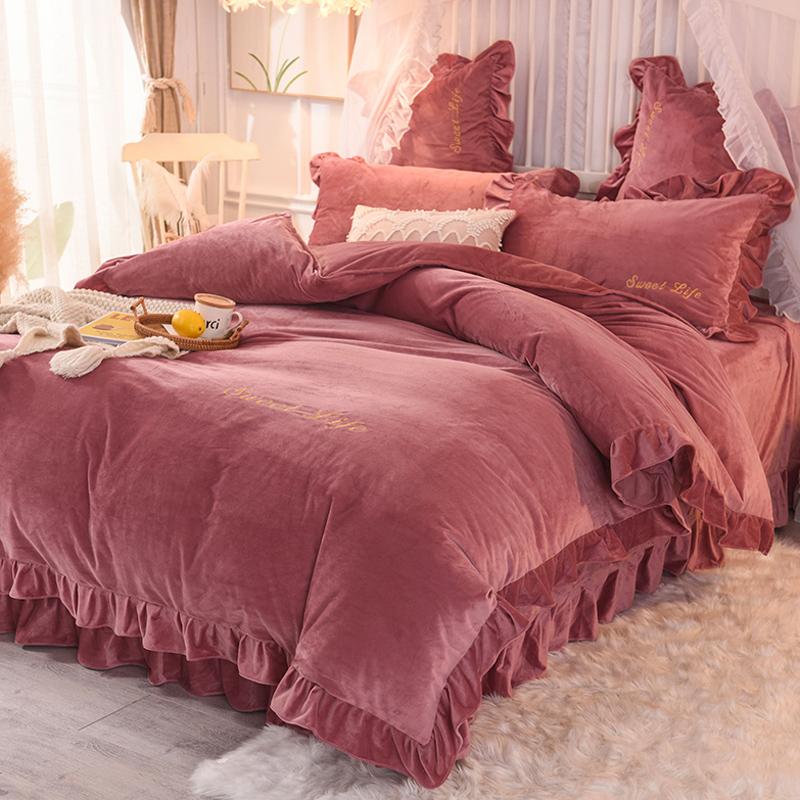 冬季四件套水晶绒保暖