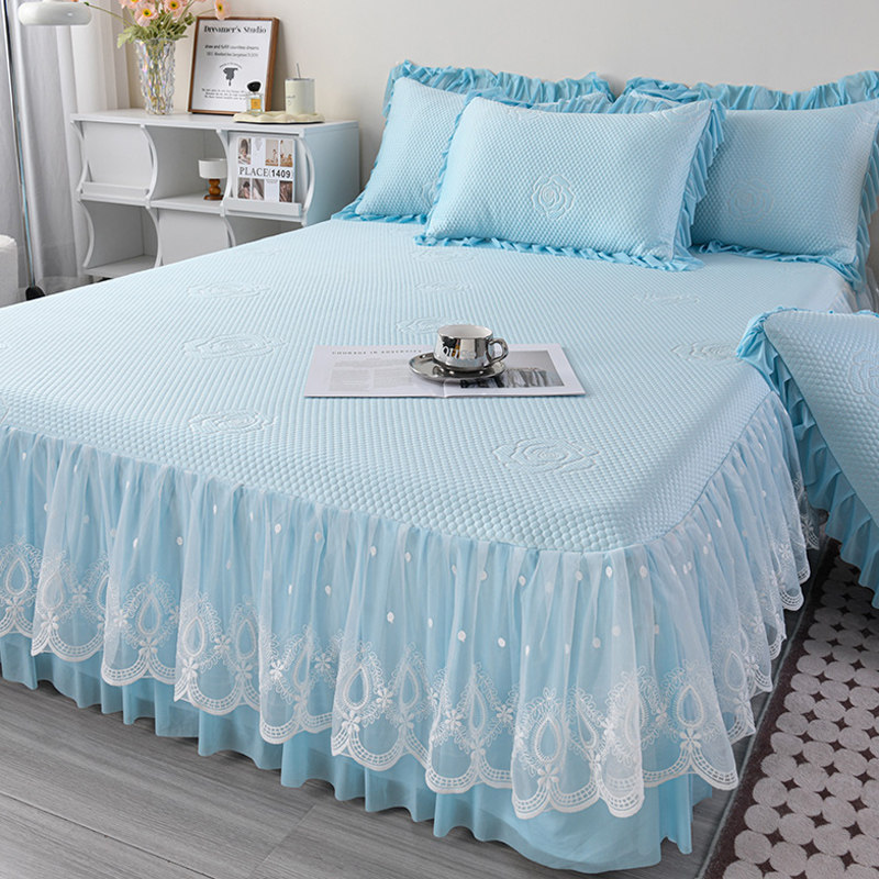 夏季a类冰丝豆豆凉席三件套床裙款凉感床盖软席可水机洗空调凉席,床上用品,冰丝席,淘宝优惠券,粉丝福利购,淘宝优惠卷