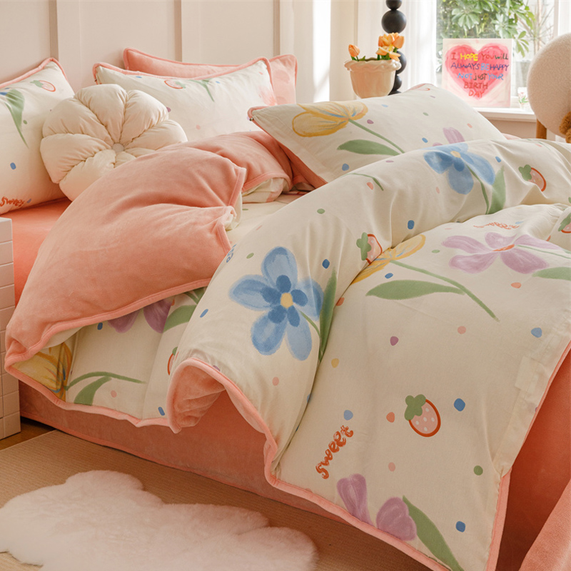 A面全棉纯棉B牛奶绒被套单件