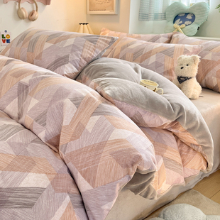 A全棉磨毛B牛奶绒被套230x230cm*250cm冬季法兰绒纯棉单面绒加绒