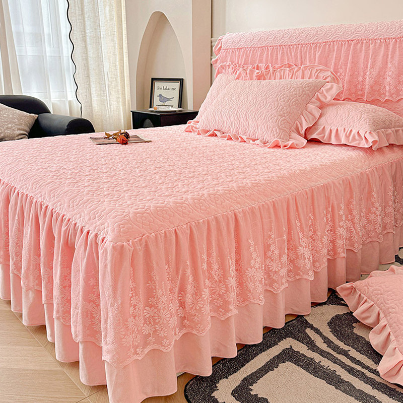 韩式公主风牛奶宝宝绒床裙单件冬季保暖加厚珊瑚绒夹棉床罩蕾丝边,床上用品,床裙,淘宝优惠券,粉丝福利购,淘宝优惠卷