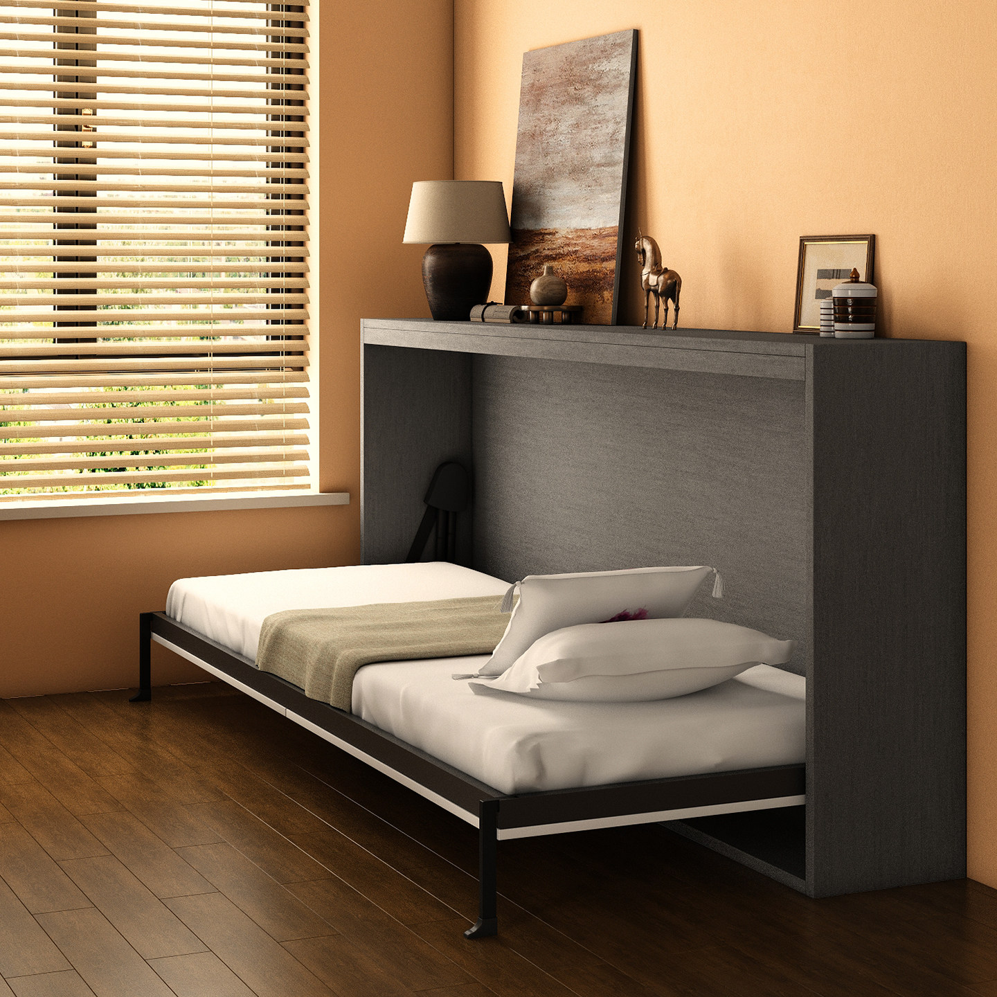 隐形床家用折叠壁床五金配件正侧上下翻墨菲床衣柜一体书房隐藏式