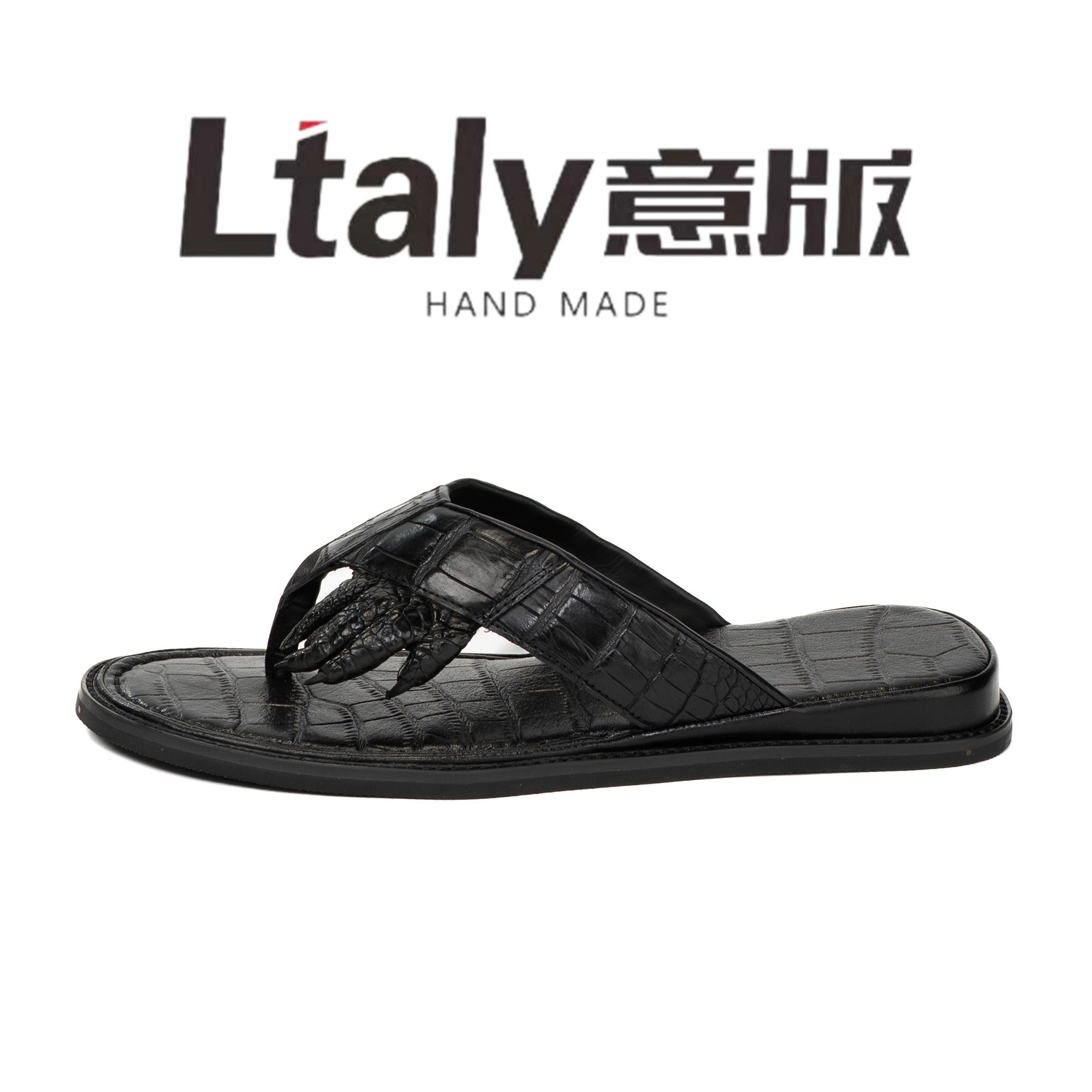 真皮鳄鱼皮男士防滑厚底人字拖