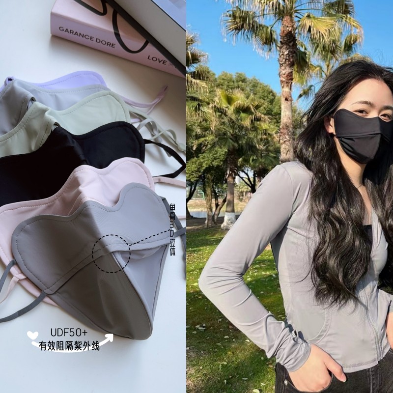 防晒口罩女夏季新款防紫外线立体遮阳面罩鱼骨冰丝户外防晒脸