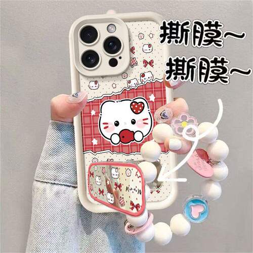 适用oppo A6C/A6S/A6X/A5Pro卡通手机壳Reno15/14/13/FindX9/X8库洛米Realme16/C83镜子支架Note80可爱小猫
