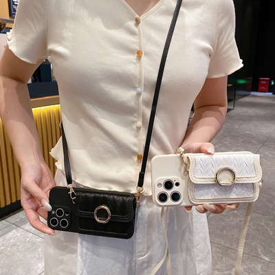 编织纹零钱卡包适用VIVO X200 X100 X90S手机壳Y35 Y36 Y78欧美时尚S18 S17潮流斜跨女款V30PRO