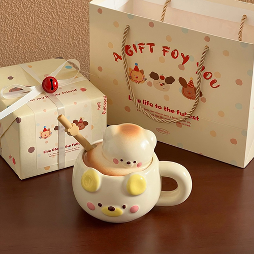 带盖勺咖啡杯子生日礼品女生