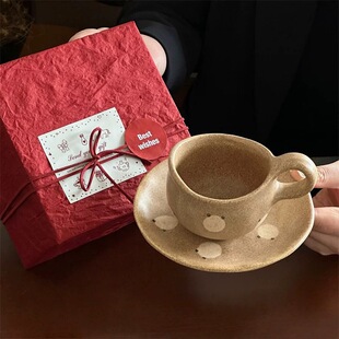 新年礼物单位礼品复古ins高级感家用陶瓷圆点装饰陶瓷杯伴手礼盒