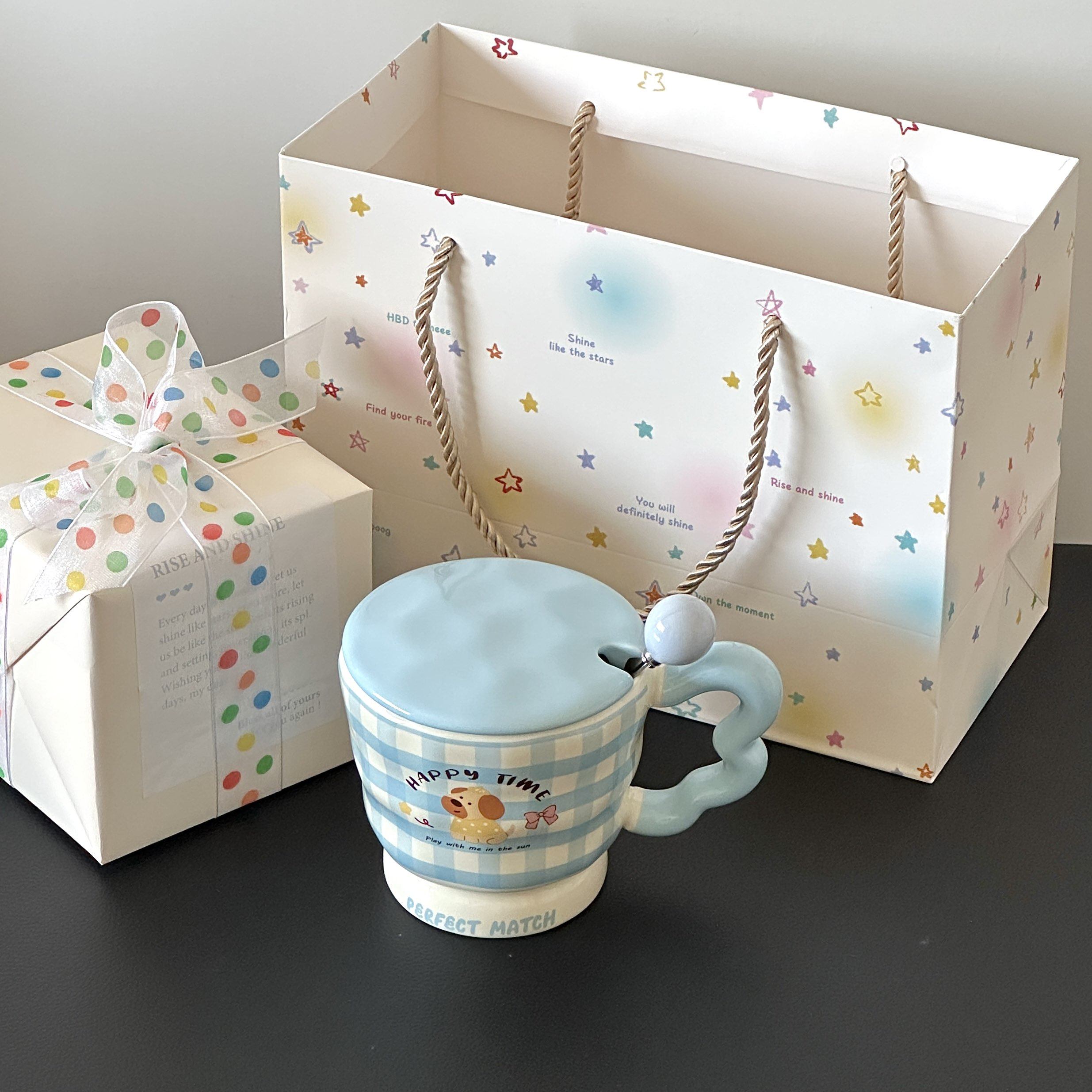 送女生生日礼物奶fufu卡通带盖勺翅膀柄陶瓷杯卡通水杯子伴手礼盒,餐饮具,马克杯,淘宝优惠券,粉丝福利购,淘宝优惠卷