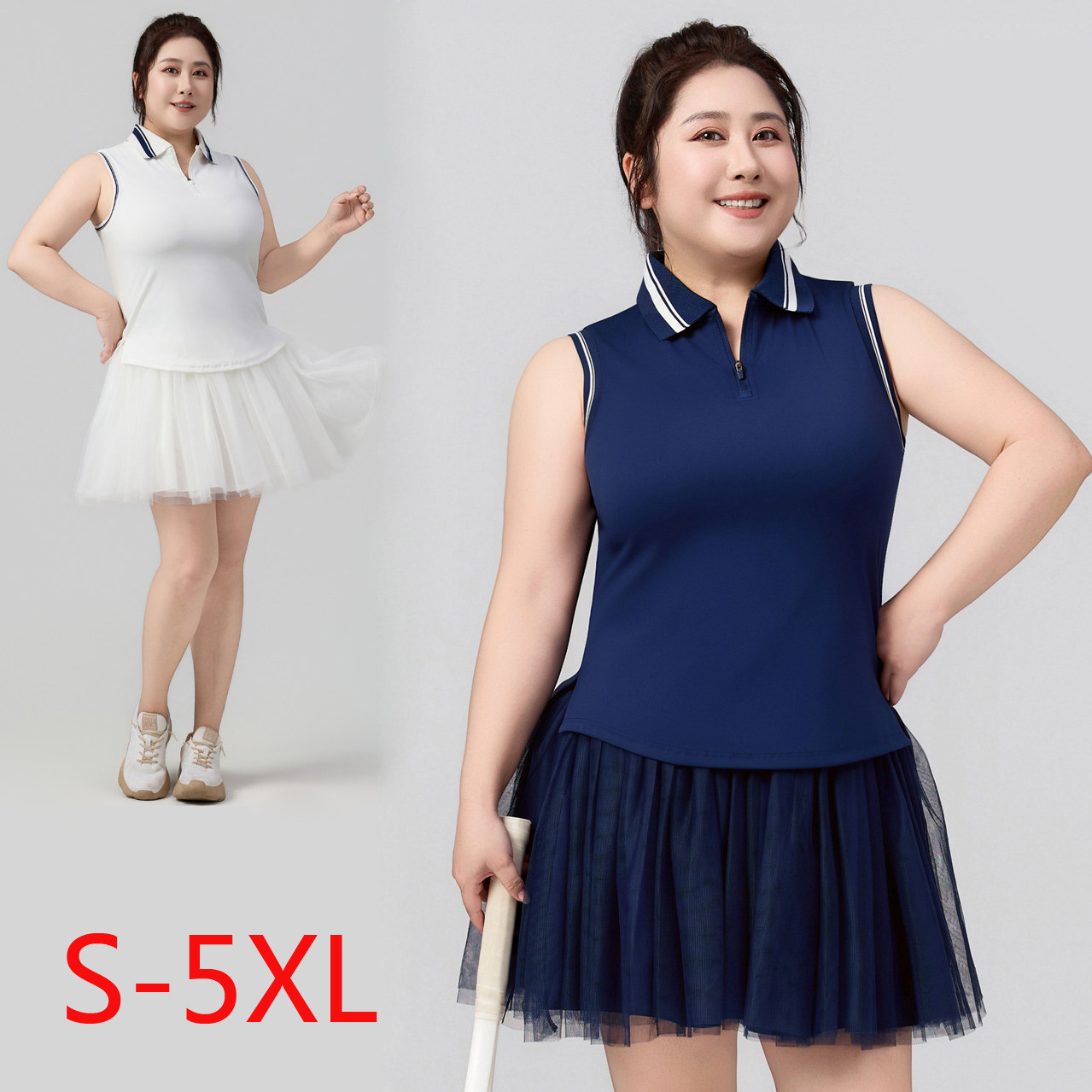 学院风POLO领无袖背心女夏显瘦运动上衣网球服大码羽毛球上衣
