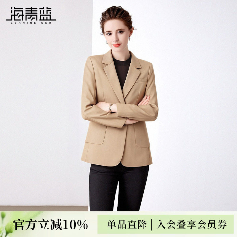 海青蓝 女士西装外套2026年新款高级时尚气质好看时髦短外套上衣
