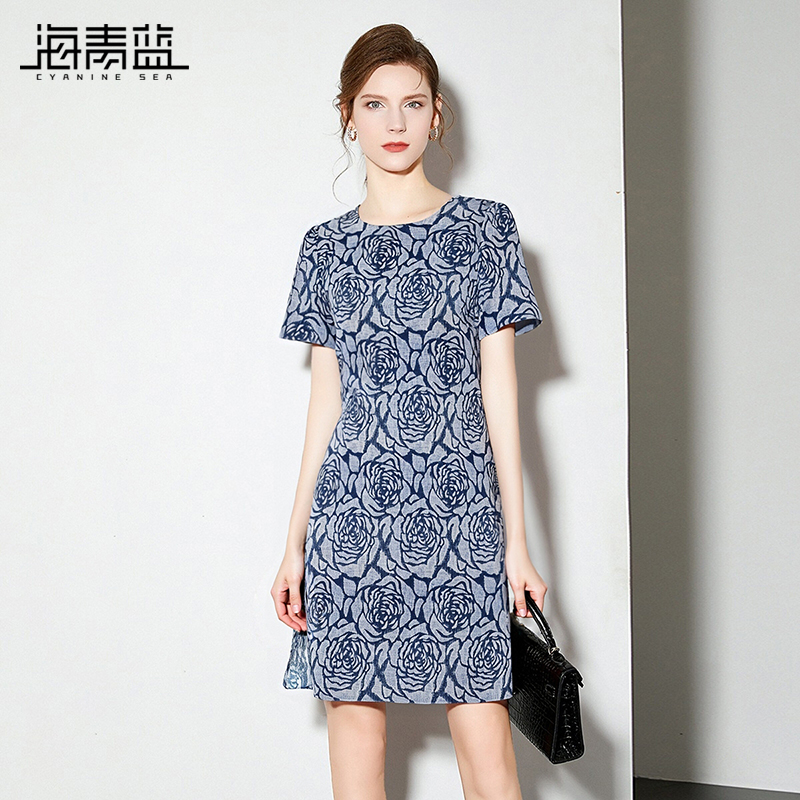 海青蓝小众女士连衣裙