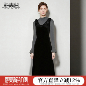 海青蓝 秋冬套装连衣裙女2026年新款气质长袖时尚洋气女装两件套