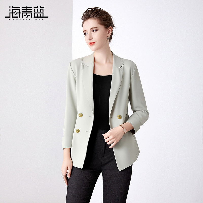 海青蓝 西装外套女小个子2026年新款高级时尚洋气上衣女士短外套