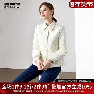 海青蓝 外套女2025新款冬上衣高级白色好看短款时尚洋气时髦女装