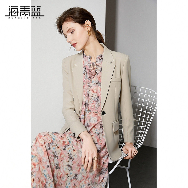 海青蓝 西装外套女高级感2026年新款高级时尚漂亮好看女士短外套