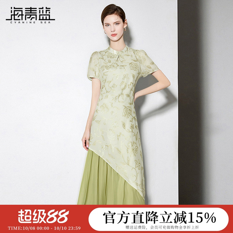 海青蓝连衣裙女士裙子