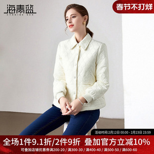 海青蓝 外套女2025新款冬上衣高级白色好看短款时尚洋气时髦女装