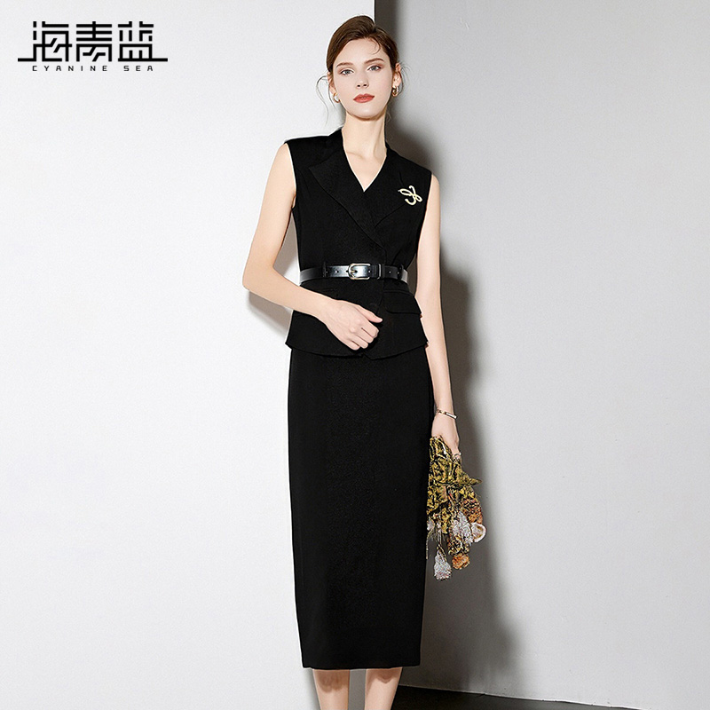 海青蓝两件套秋季套装