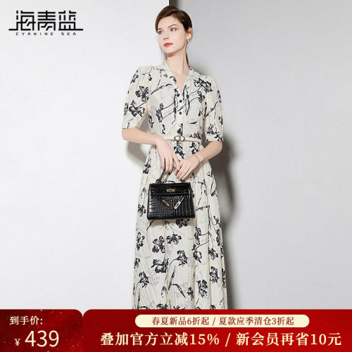 海青蓝裙子女装连衣裙