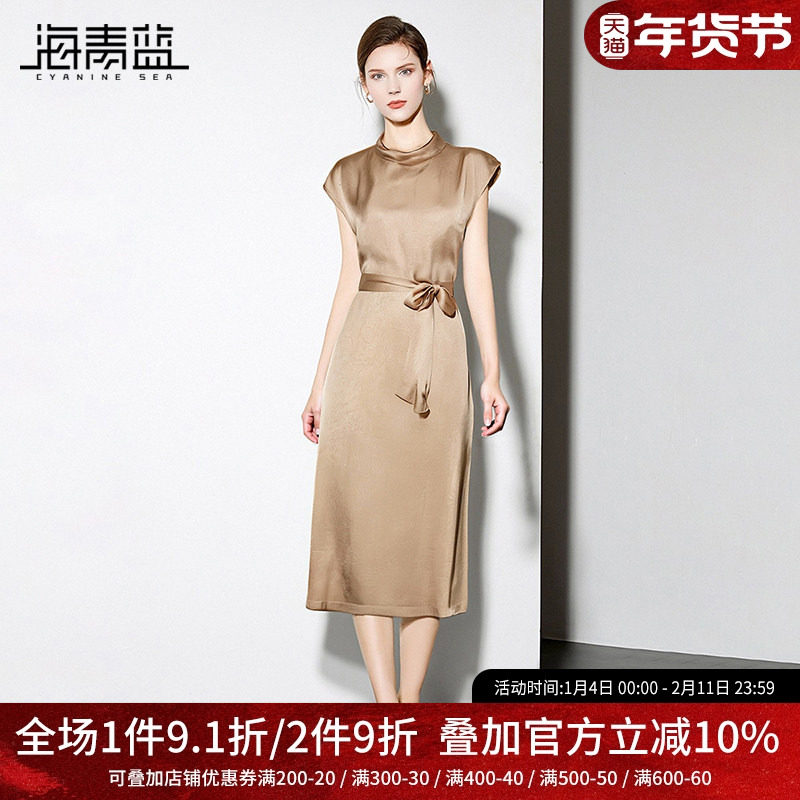 海青蓝 无袖裙子夏装女装2025新款时尚气质中长款高级连衣裙女,女装/女士精品,连衣裙,淘宝优惠券,粉丝福利购,淘宝优惠卷