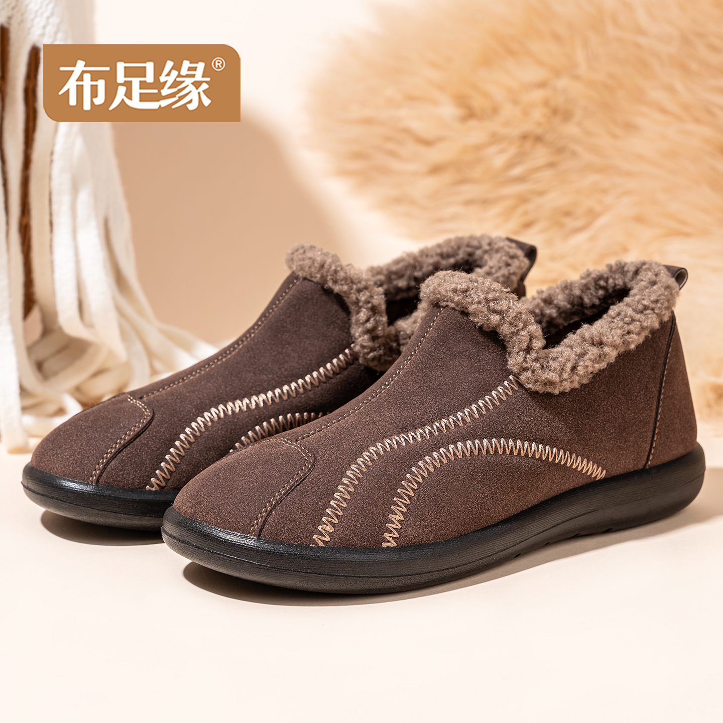 老北京布鞋女冬季加绒保暖一脚蹬