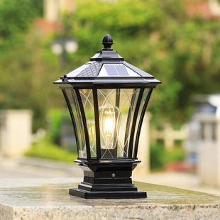 太阳能柱头灯户外防水庭院花园院子大门灯欧式别墅露台围墙门柱灯