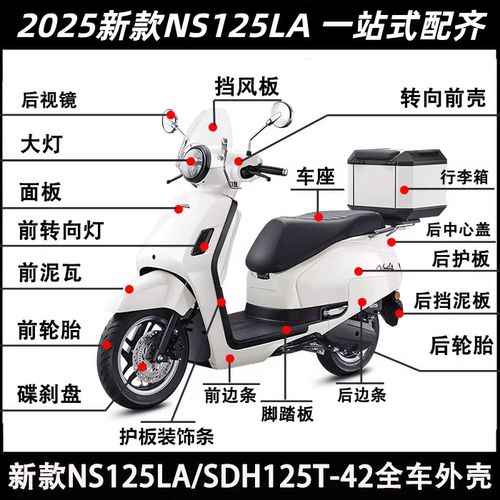 适用本田25款NS125LA/SDH125T-42/42A边条挡泥板内箱灯箱面板外壳