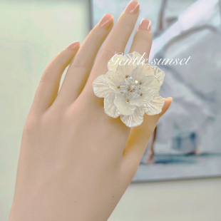 新品花朵花瓣仙女新款开口圈戒指饰品流行首饰指环女网红款少女心