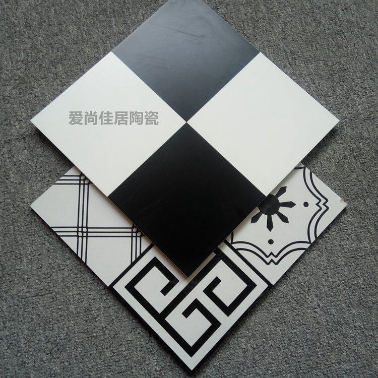 佛山瓷砖300X300厨房地板砖洗手间阳台哑光防滑黑白格子拼花砖墙