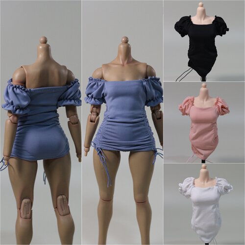 现货 DMTOYS 1/6女兵人衣服泡泡袖法式连衣裙 可动包胶人偶娃衣