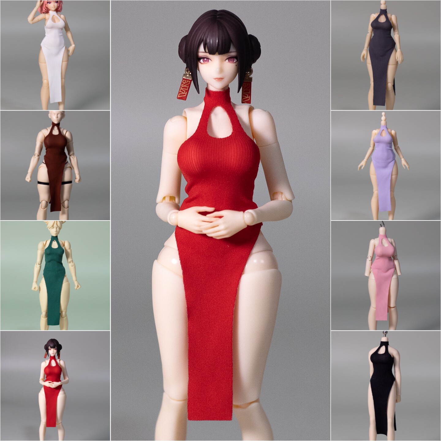 现货 1/12女兵人机娘娃衣旗袍 可动人偶服装配件 12寸素体衣服图片