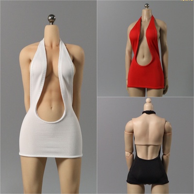 现货 DMTOYS 1/6兵人女衣服前卫吊带包臀连衣裙 可动包胶人偶娃衣