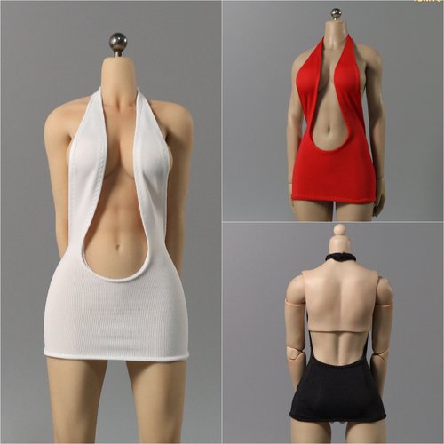现货 DMTOYS 1/6兵人女衣服前卫吊带包臀连衣裙 可动包胶人偶娃衣
