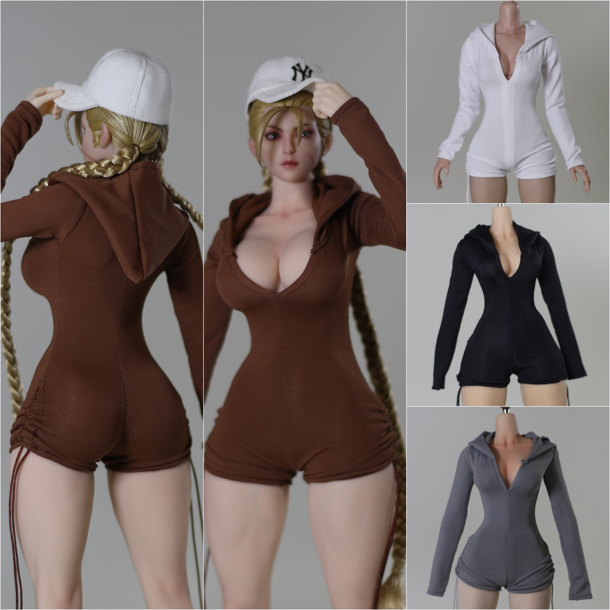 现货 DMTOYS 1/6兵人女衣服连帽运动连体装 可动人偶模型娃衣