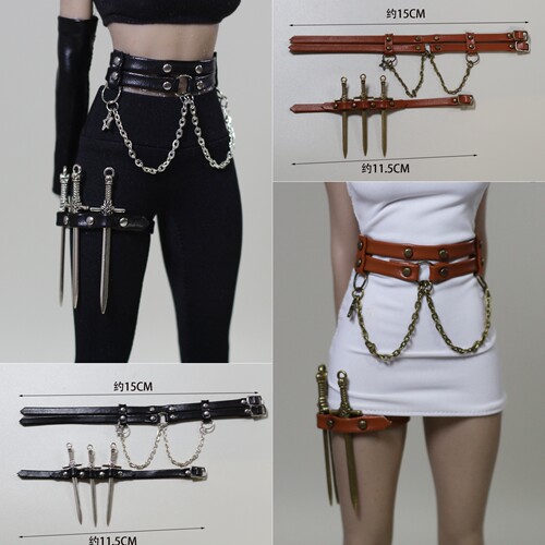 现货DMTOYS 1/6女兵人 刺客腰封腿绑配件 适配 女素体可动人偶