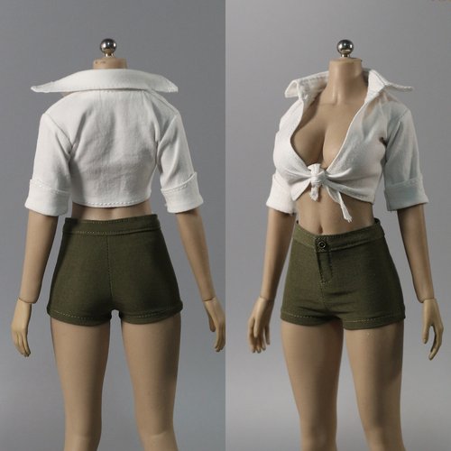 现货DMTOYS1/6兵人女衣服绑带衬衫辣妹款 PH可动包胶人偶服装模型