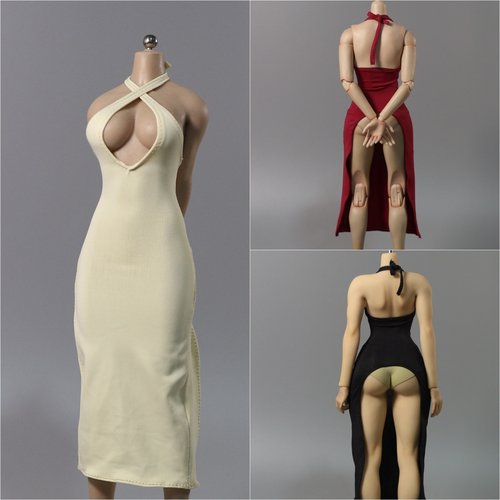 现货 DMTOYS 1/6兵人女衣服前卫吊带晚礼裙 可动包胶人偶模型娃衣