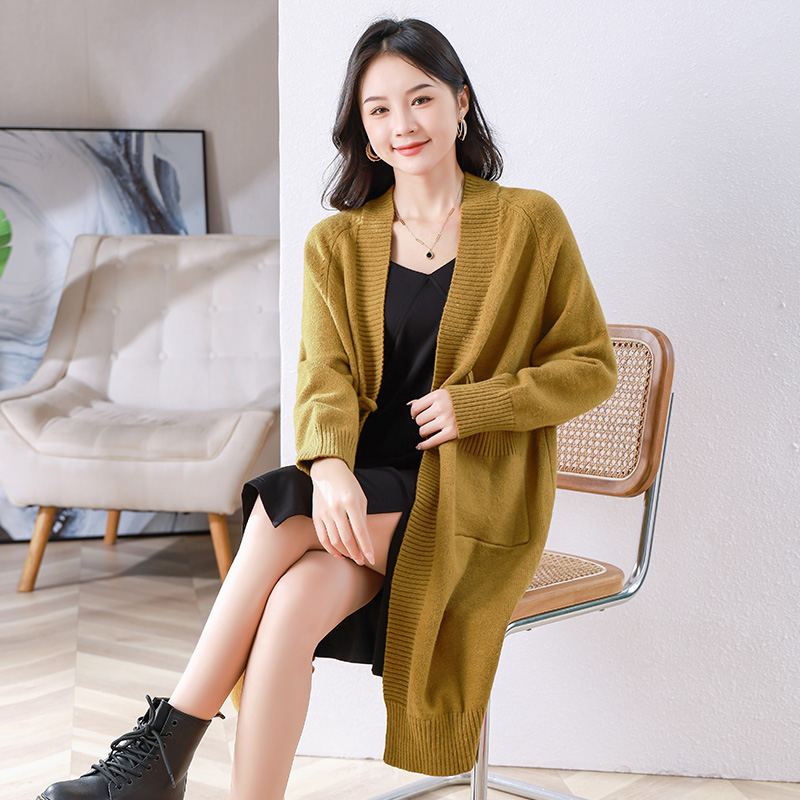 伊自尚2024春秋款大码女装针织韩版胖mm宽松开衫百搭中长款外套女