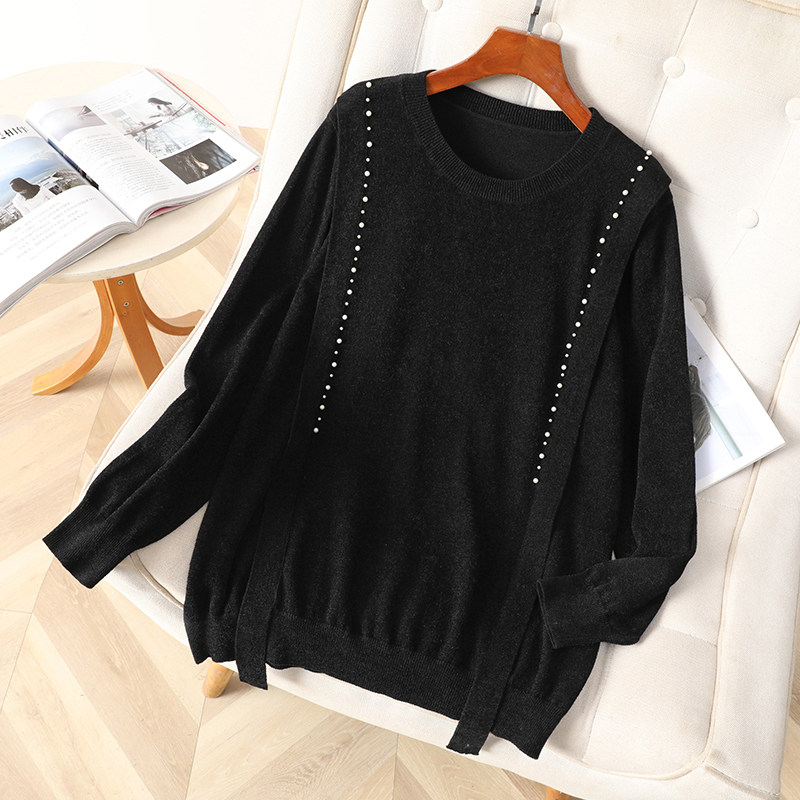 2023秋冬新款大码装毛衣女宽松显瘦遮肚子胖mm简约百搭针织打底衫