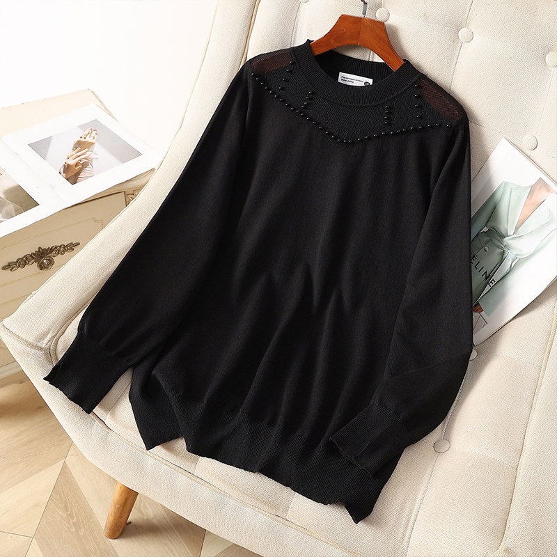 伊自尚2024年春季新款女装大码显瘦毛衣设计师款镂空小心机上衣女