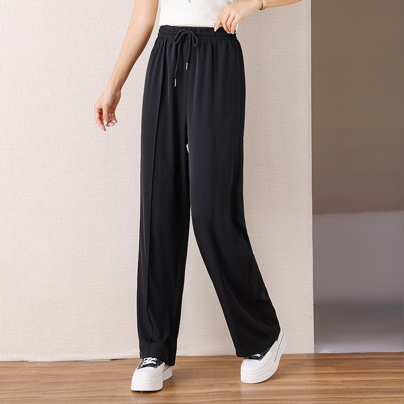 伊自尚2024新款韩版女装大码胖mm夏季气质高腰休闲显瘦直筒阔腿裤