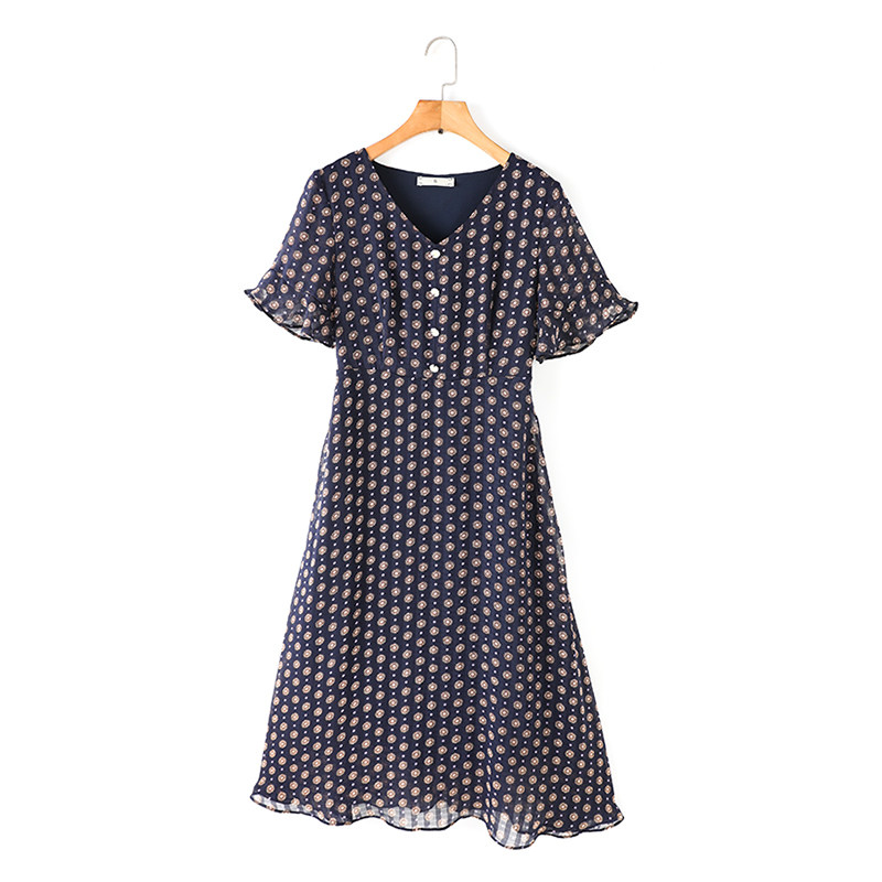 伊自尚大码女装2020年新款气质雪纺连衣裙夏季微胖显瘦胖妹妹夏装