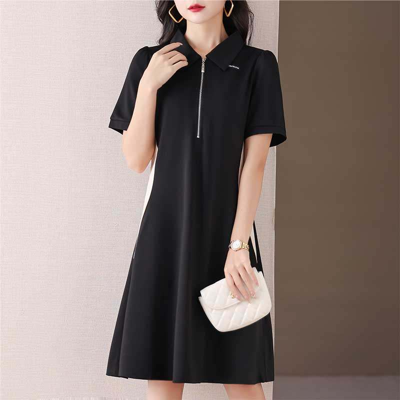 伊自尚大码女装微胖mm收腰显瘦连衣裙夏2023新款高级感法式a字裙