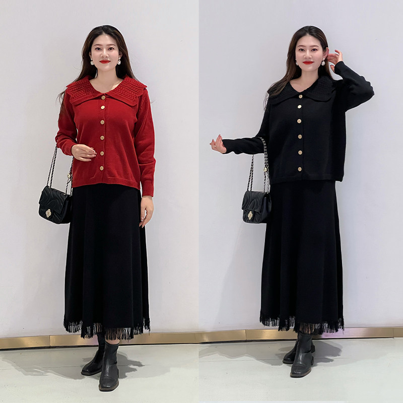 伊自尚2024年新款女装胖mm大码春季时尚减龄毛衣百搭显瘦针织衫女