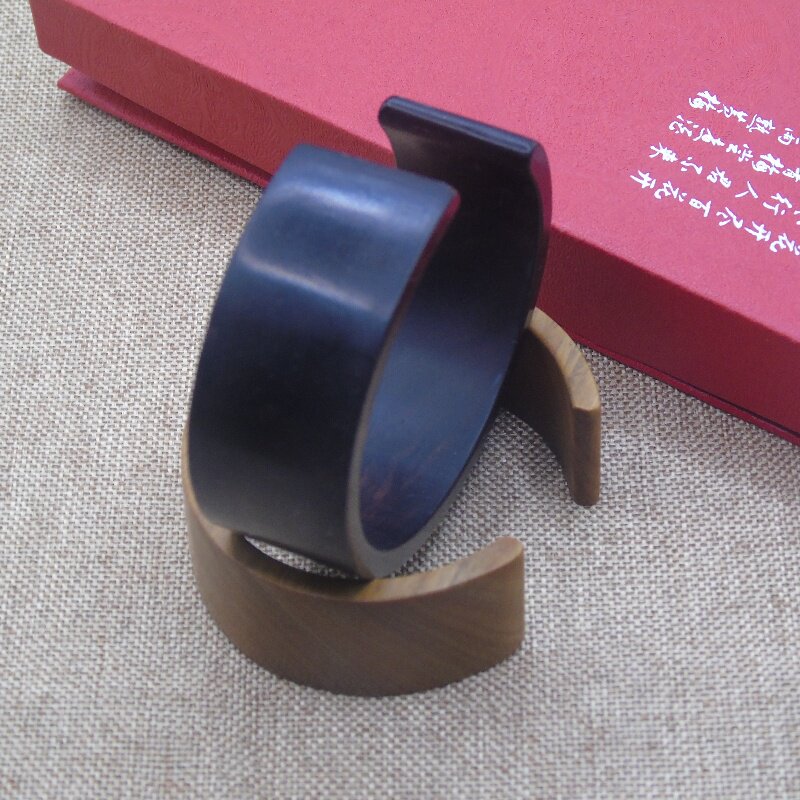 绿檀木宽版超薄开口手镯男女贵妃手镯紫光檀木质手环饰品盘玩把件