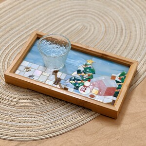 玥森活｜冬日恋歌镶嵌小托盘圣诞节礼物原创咖啡盘甜品盘蛋糕盘